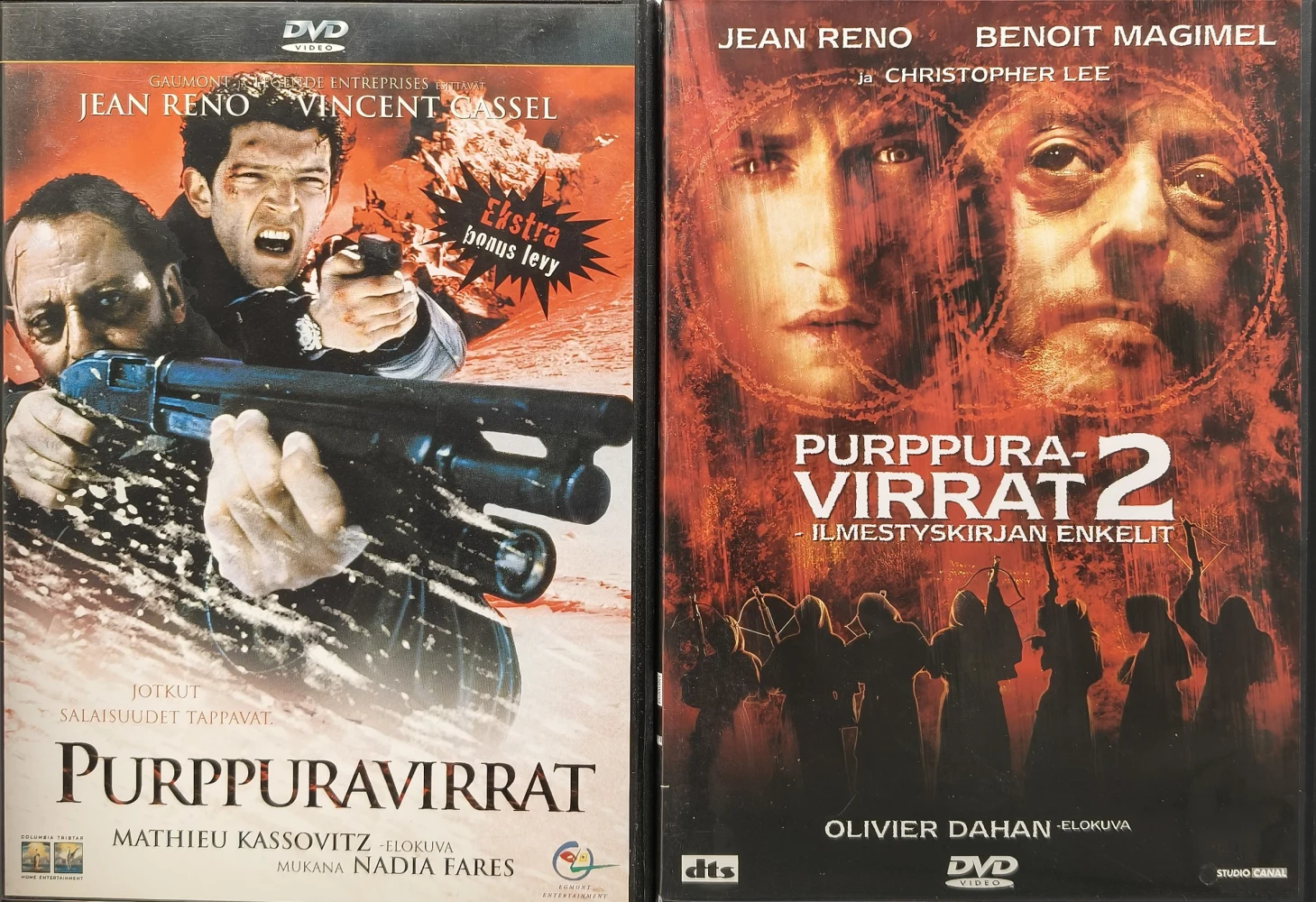 3 DVD) Jean Reno: Purppuravirrat 1 & 2 - SUOMIKANNET (2000 & 2004)