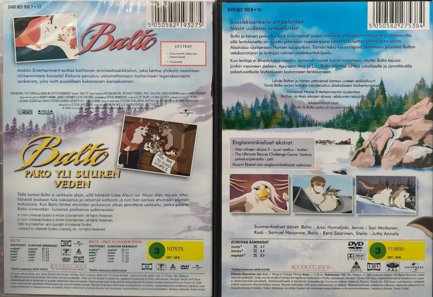3 DVD) Balto - Elokuvat - 1-3 (PUHUMME SUOMEA!)