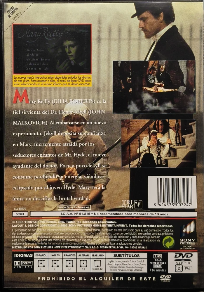 DVD) Julia Roberts, John Malkovich: Mary Reilly (1996) SUOMITEKSTIT