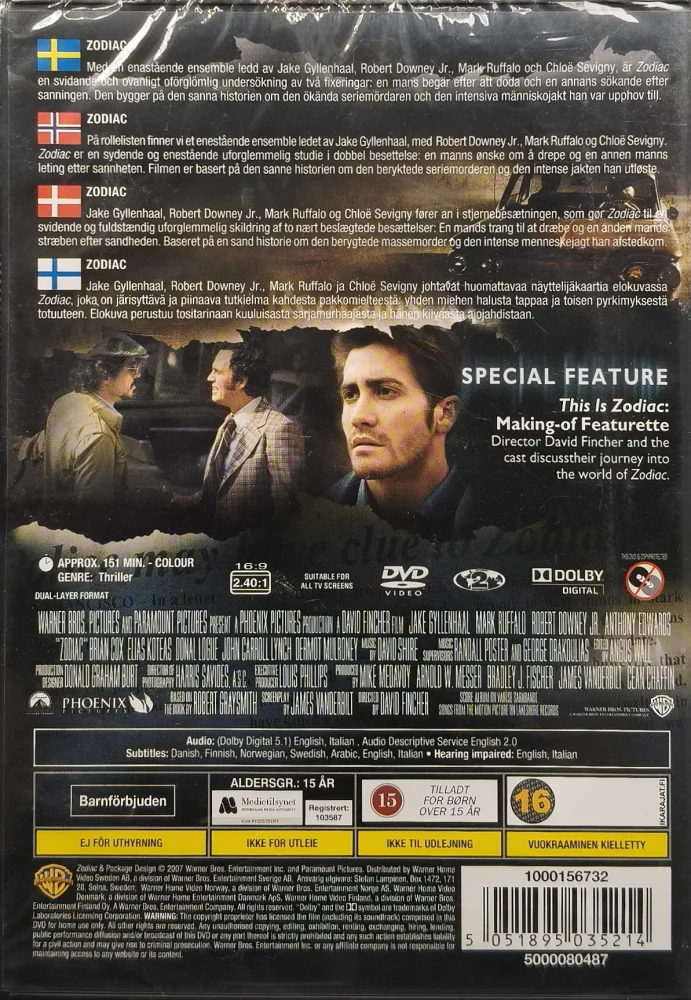 UUSI (DVD) Jake Gyllenhaal: Zodiac (2007)