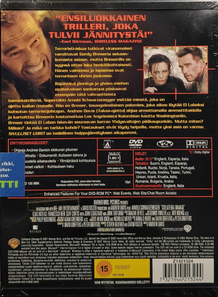 UUSI (DVD) Arnold Schwarzenegger: Sivulliset Uhrit (2001) SUOMIKANNET