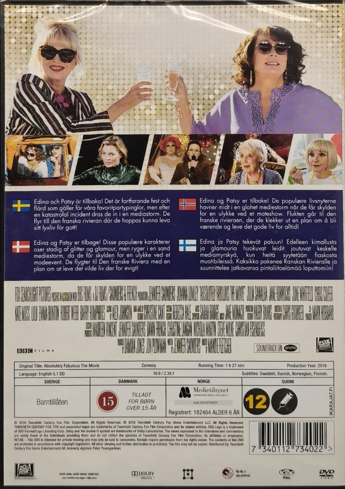 UUSI (DVD) Absolutely Fabulous: The Movie - Todella Upeeta - elokuva (2016)