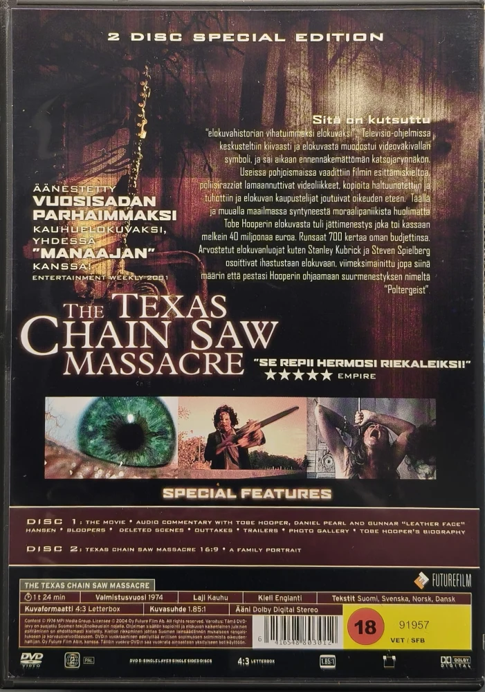 2 DVD) Tobe Hooper: Texas Chain Saw Massacre - Texasin Moottorisahamurhat (1974)