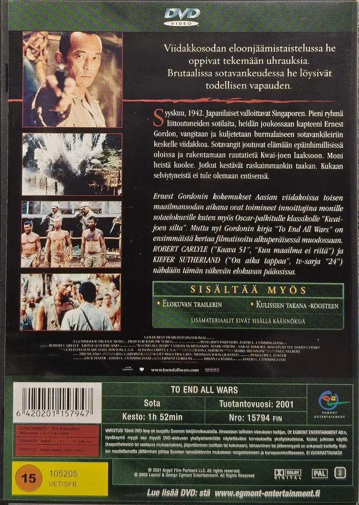 DVD) Kiefer Sutherland: Kuoleman rautatie - To End All Wars (2001) EGMONT