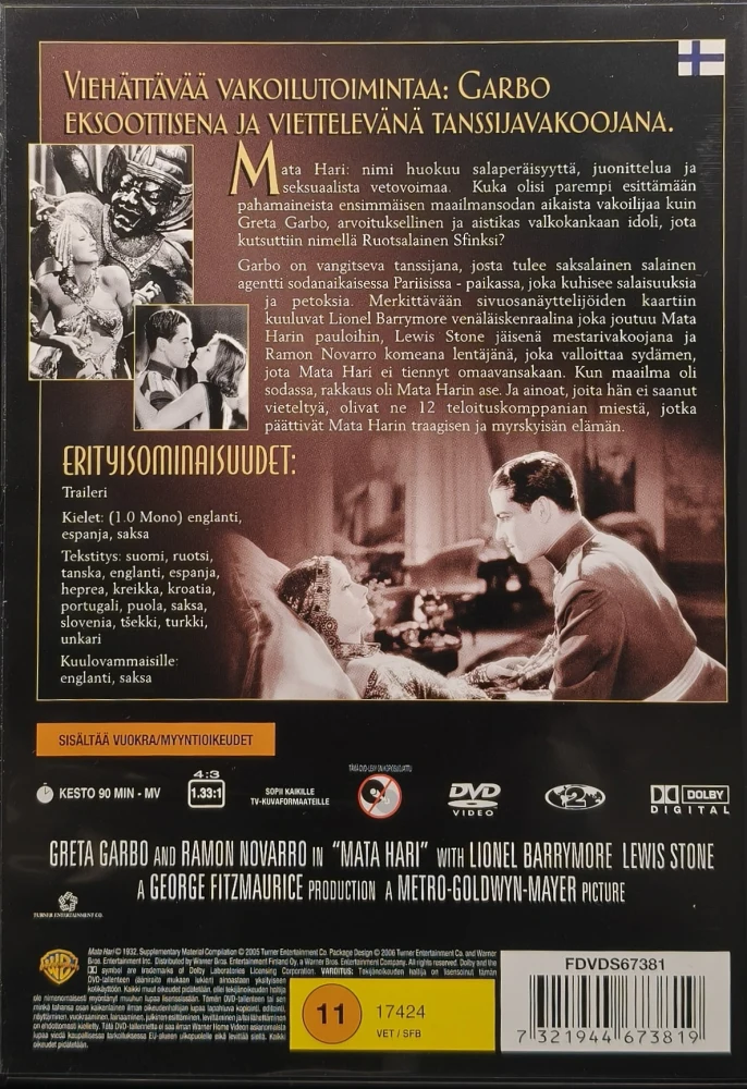 DVD) Greta Garbo: Mata Hari (1931) SUOMIKANNET