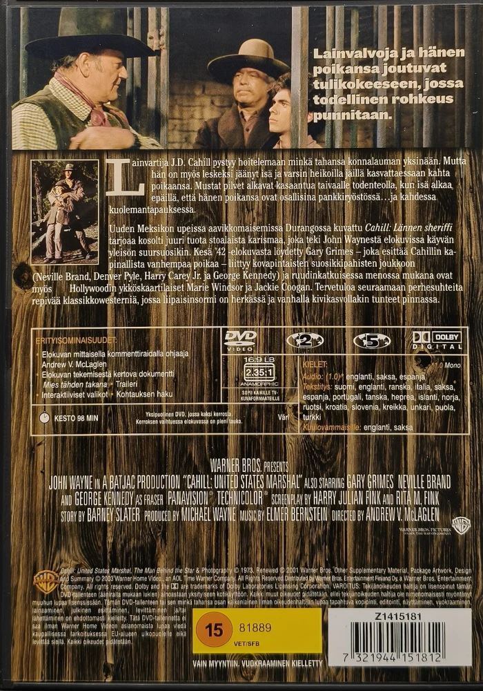DVD) John Wayne: Cahill - lännen sheriffi (1973) SUOMIKANNET