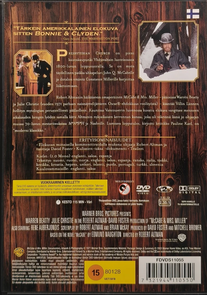 DVD) Warren Beatty, Julie Christie: McCabe ja Mrs. Miller (1971) SUOMIKANNET