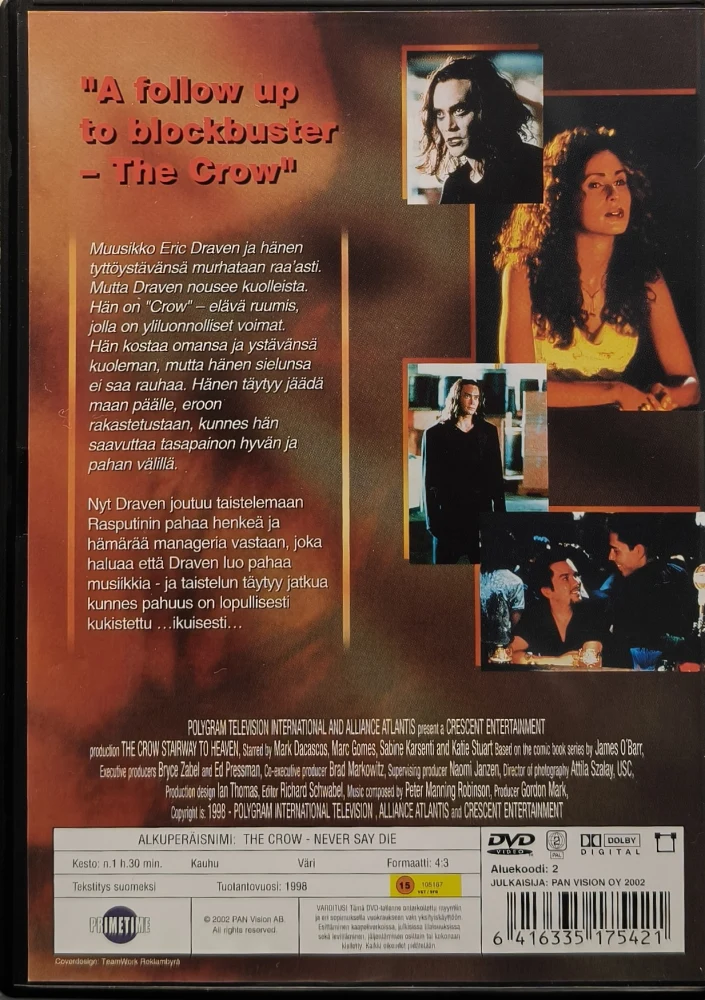DVD) Mark Dacascos: The Crow : Never Say Die (1998) SUOMIKANNET