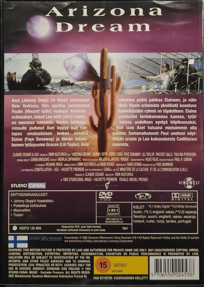 DVD) Johnny Depp: Arizona Dream (1993) SUOMIKANNET