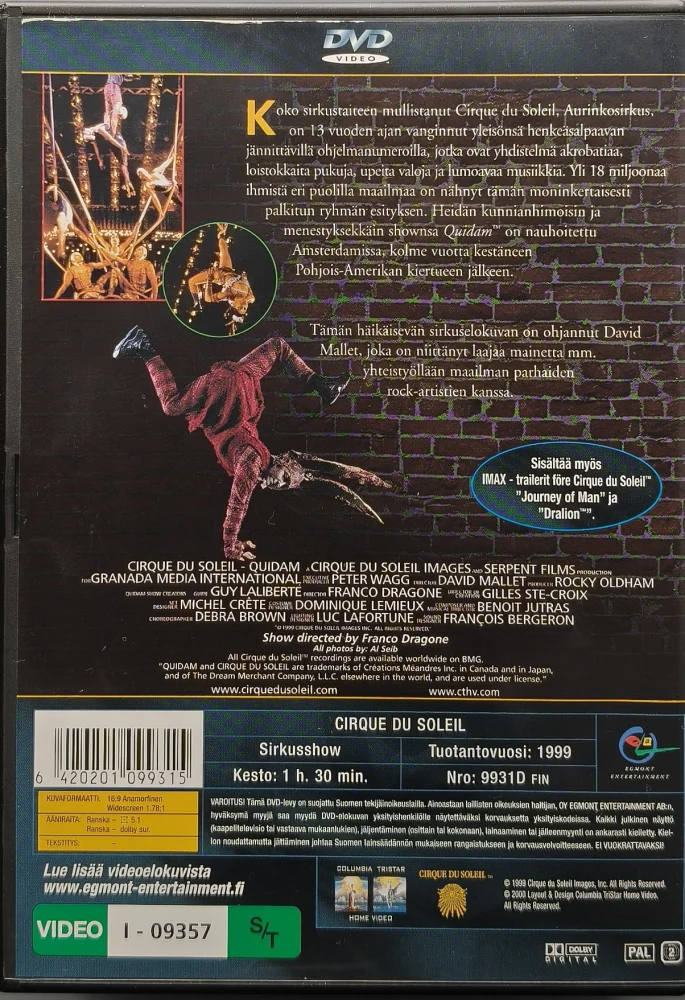 DVD) Cirque Du Soleil presents Quidam (1999) EGMONT