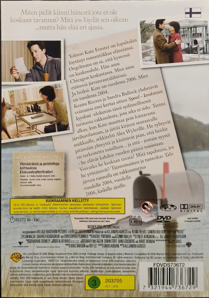 DVD) Keanu Reeves, Sandra Bullock: Talo järven rannalla (2006) SUOMIKANNET