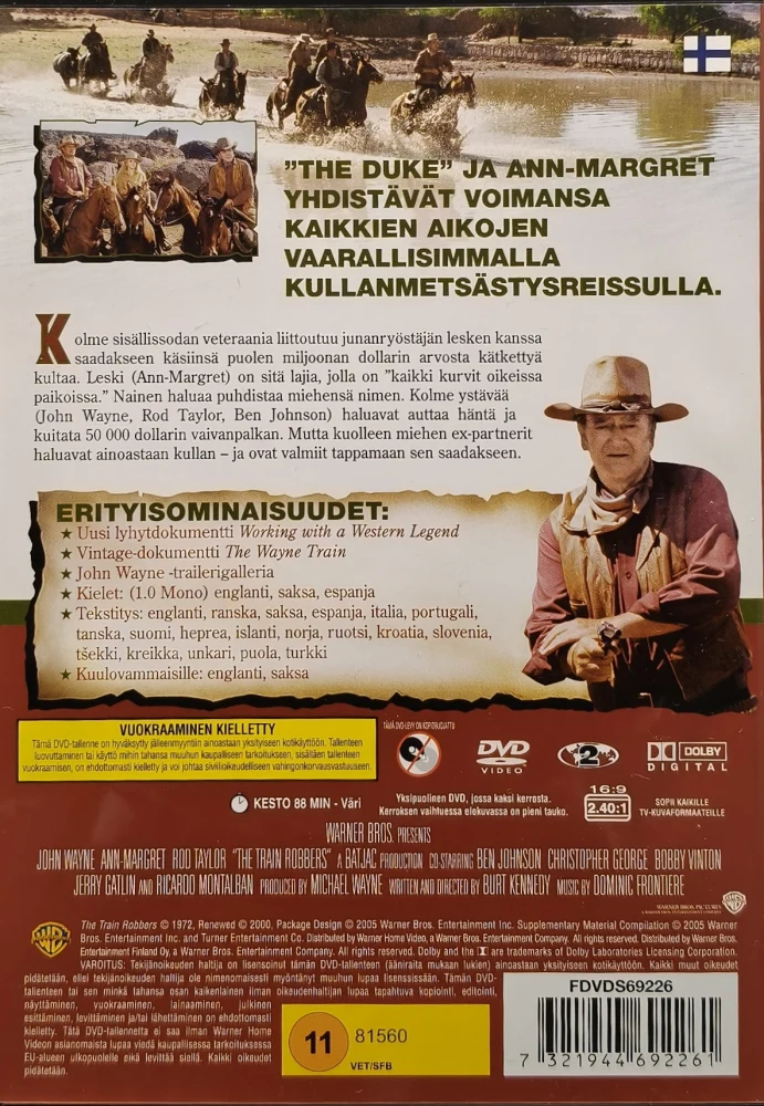 DVD) John Wayne: Junanryöstäjät - The Train Robbers (1973)