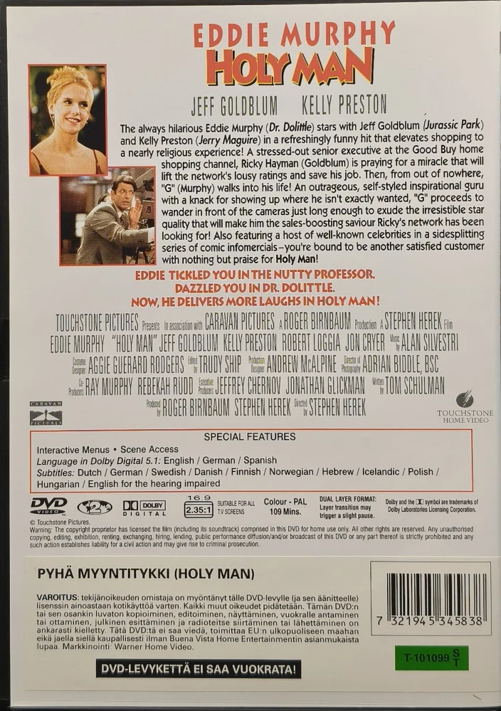 DVD) Eddie Murphy: Pyhä myyntitykki - Holy Man (1998) SUOMITEKSTIT