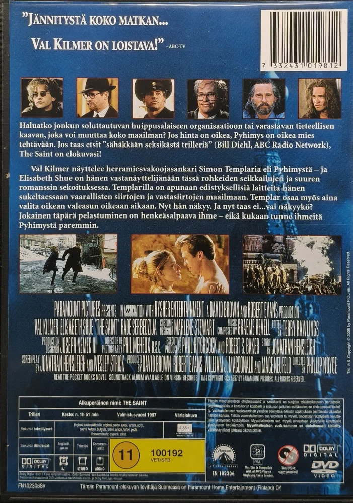 DVD) Val Kilmer: Pyhimys - The Saint (1997) SUOMIKANNET