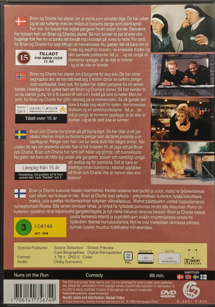 DVD) Nuns on the Run - Nunnat pakomatkalla (1990) Eric Idle, Robbie Coltrane