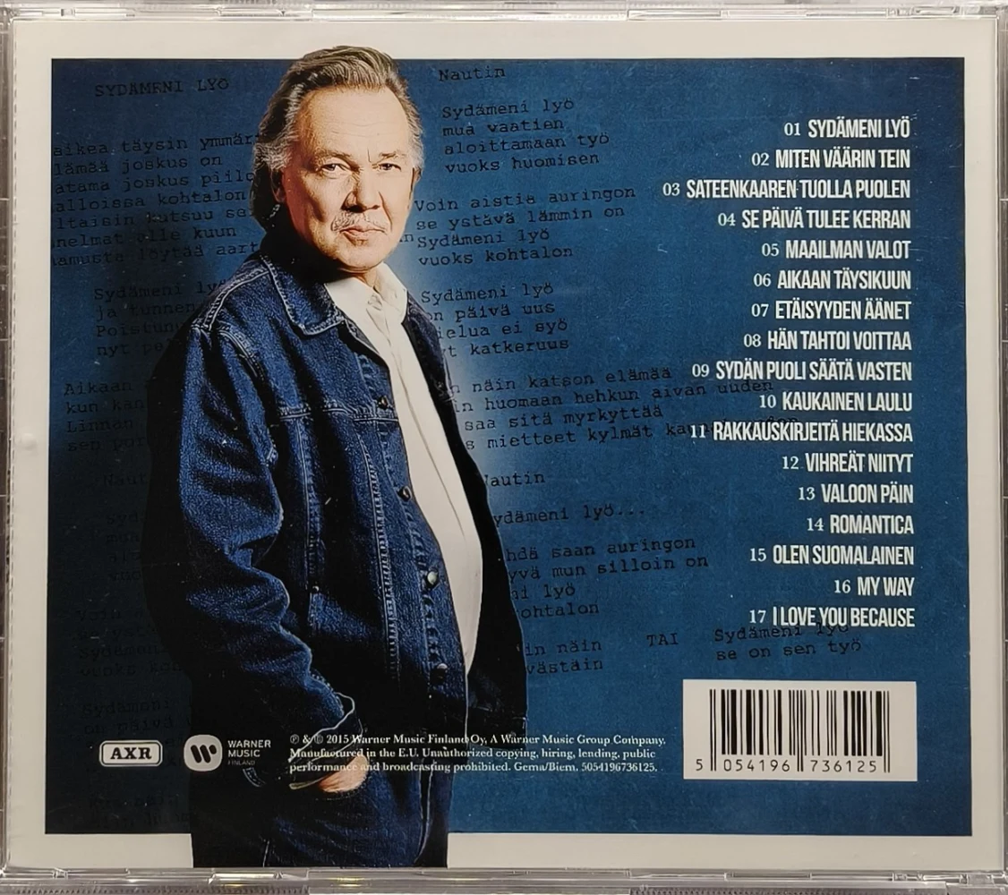 VCD) Kari Tapio – Sydämeni Lyö - 70-Vuotisjuhlalevy (2015)