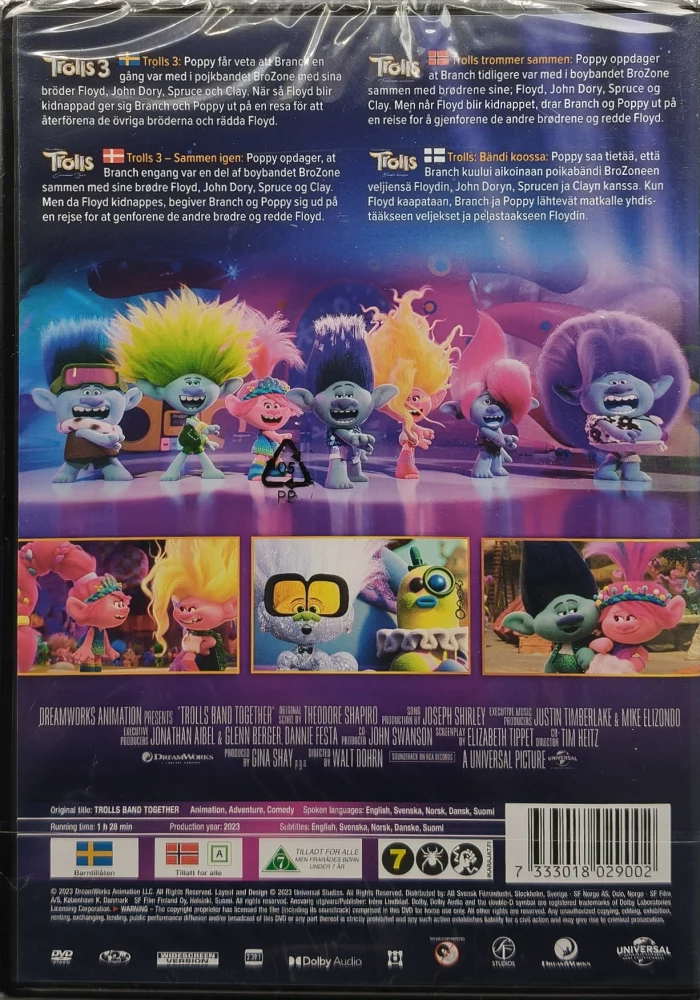 UUSI (DVD) Trolls 3 - Band together - Bändi koossa (2023)