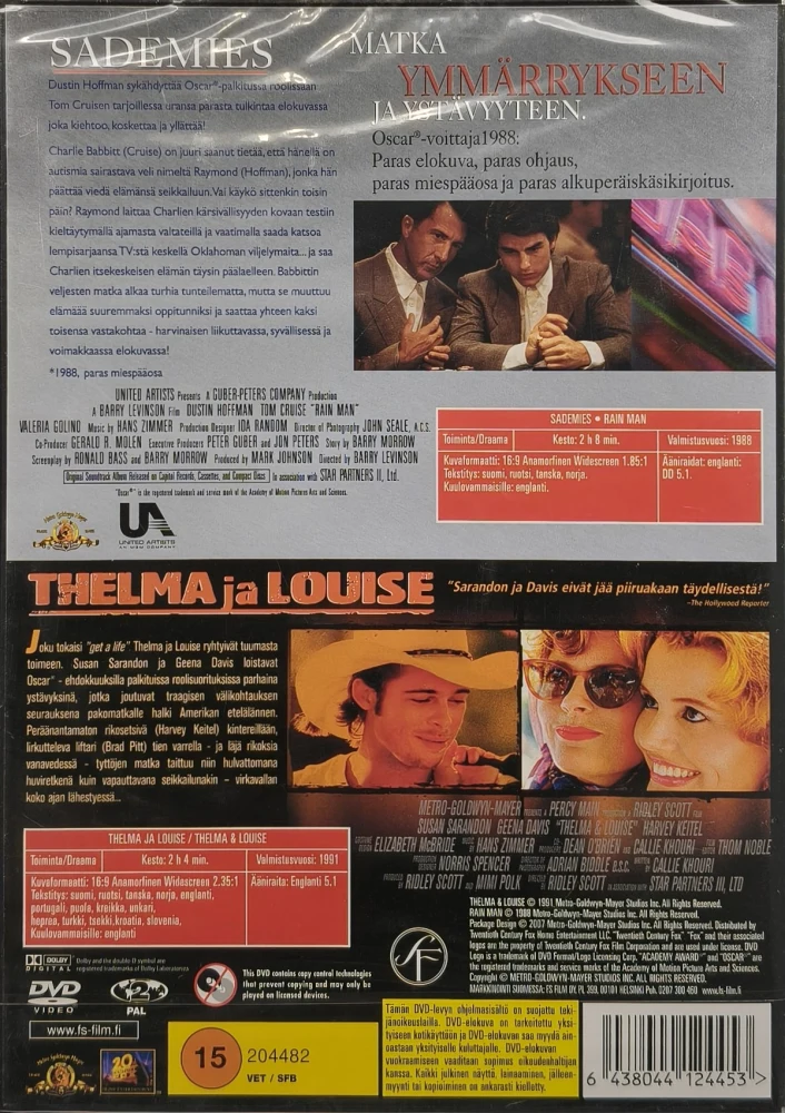 UUSI (2 DVD) Sademies & Thelma ja Louise (1988 & 1991)