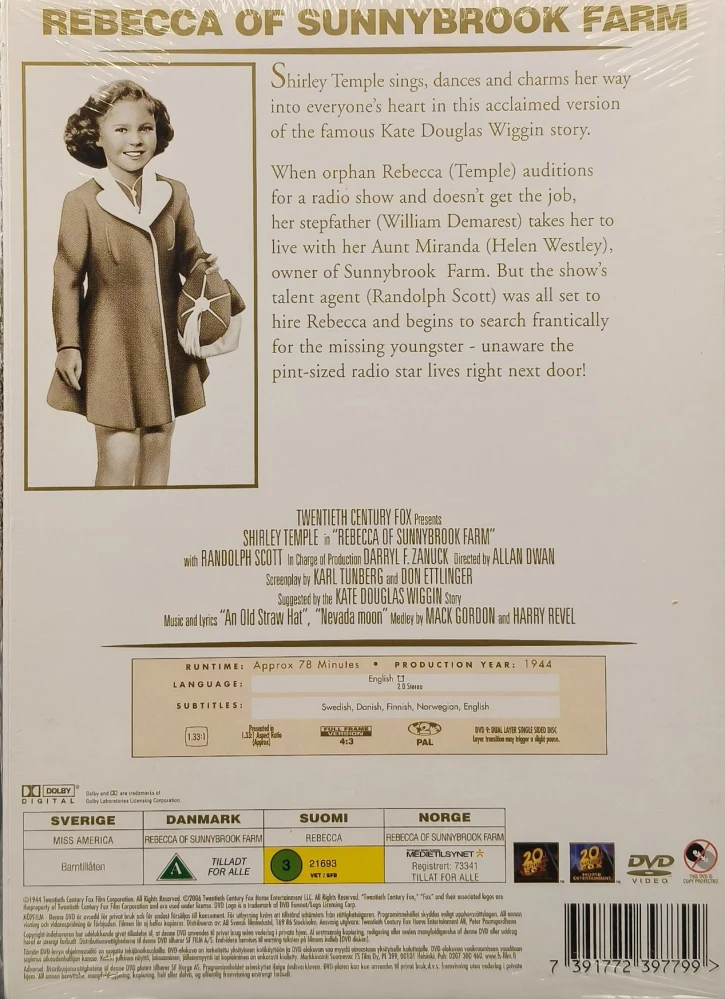 UUSI (DVD) Shirley Temple: Rebecca of Sunnybrook Farm (1983)