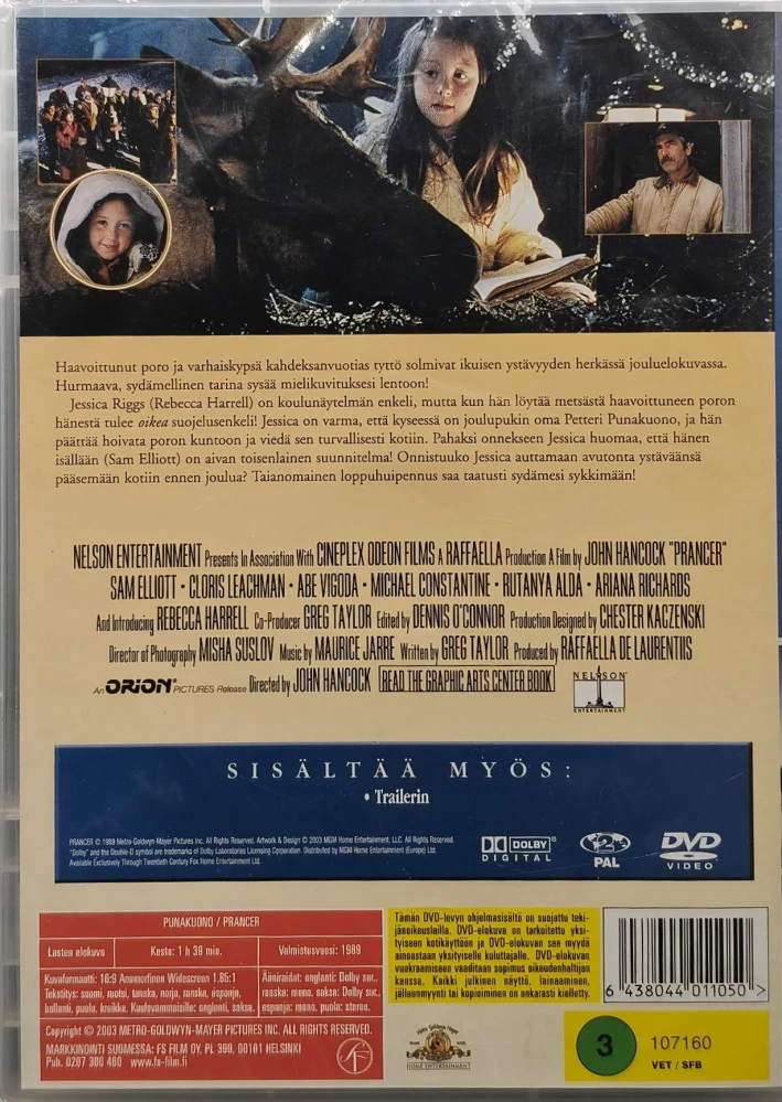 UUSI (DVD) Sam Elliott: Punakuono - Prancer (1989)