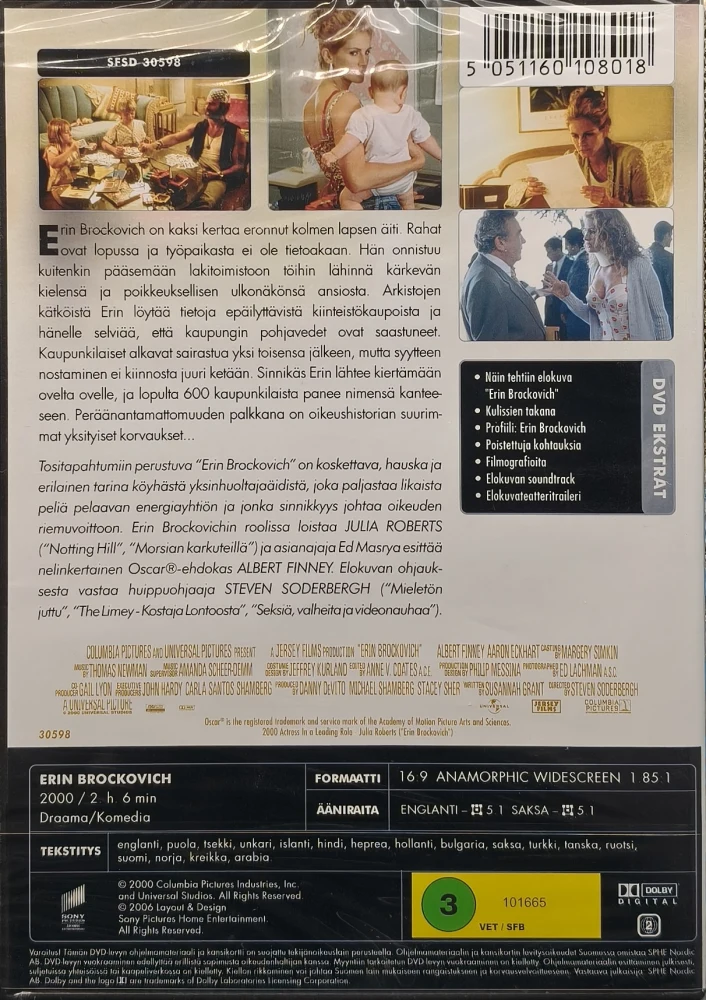 UUSI (DVD) Julia Roberts: Erin Brockovich (1999) SUOMIKANNET