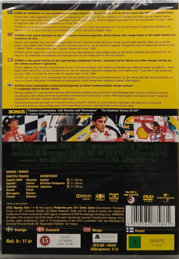UUSI (DVD) SENNA (2010) SUOMITEKSTIT