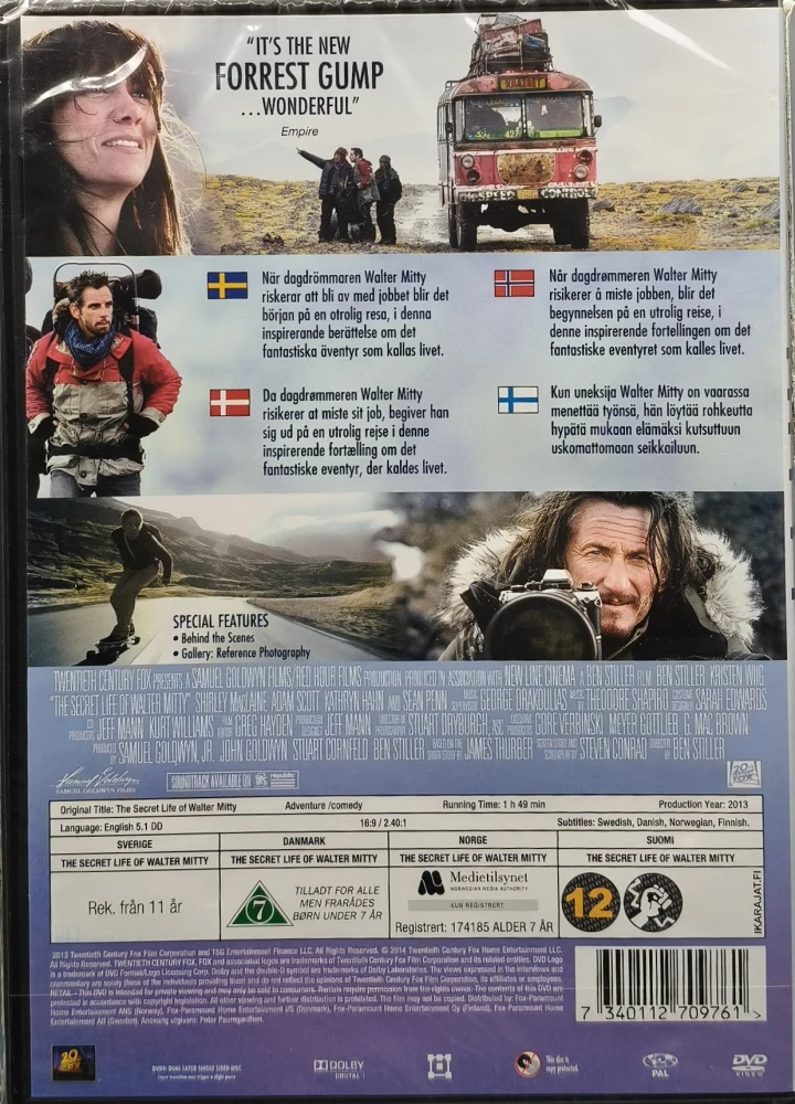 UUSI (DVD) Ben Stiller: Mitty - Walter Mittyn ihmeellinen elämä (2013)