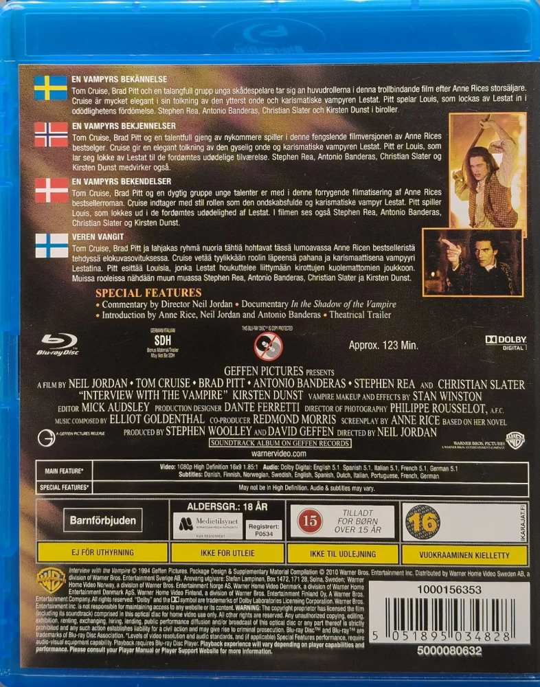 BLU-RAY) Veren Vangit - Interview With The Vampire (1994) SUOMITEKSTIT