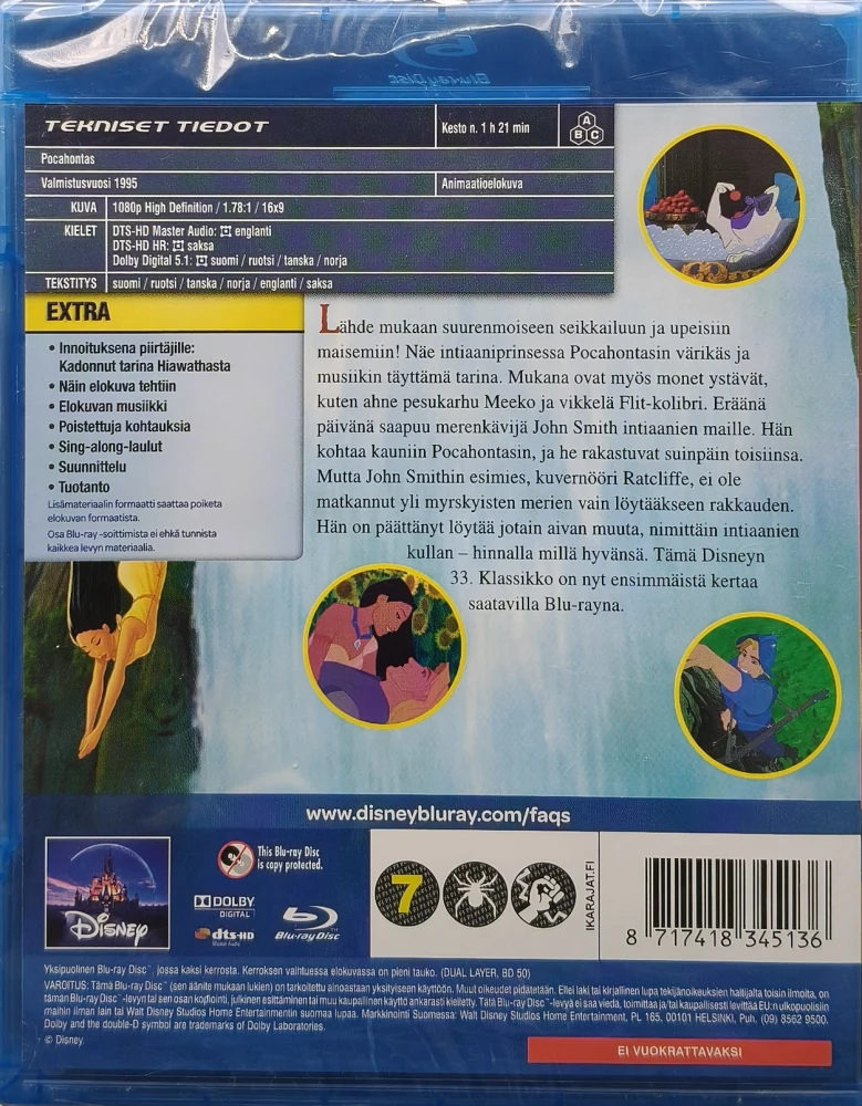 UUSI (BLU-RAY) Walt Disney Klassikko 33: Pocahontas (1995) SUOMIKANNET