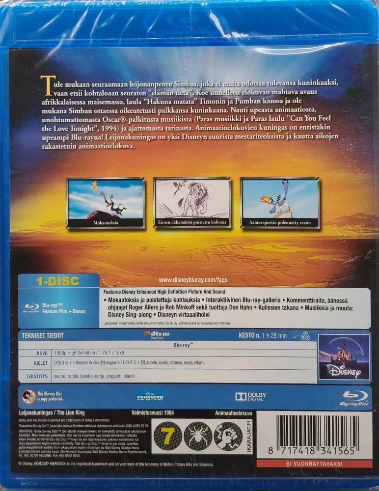 UUSI (BLU-RAY) Walt Disney Klassikko nro 32: Leijonakuningas (1994)