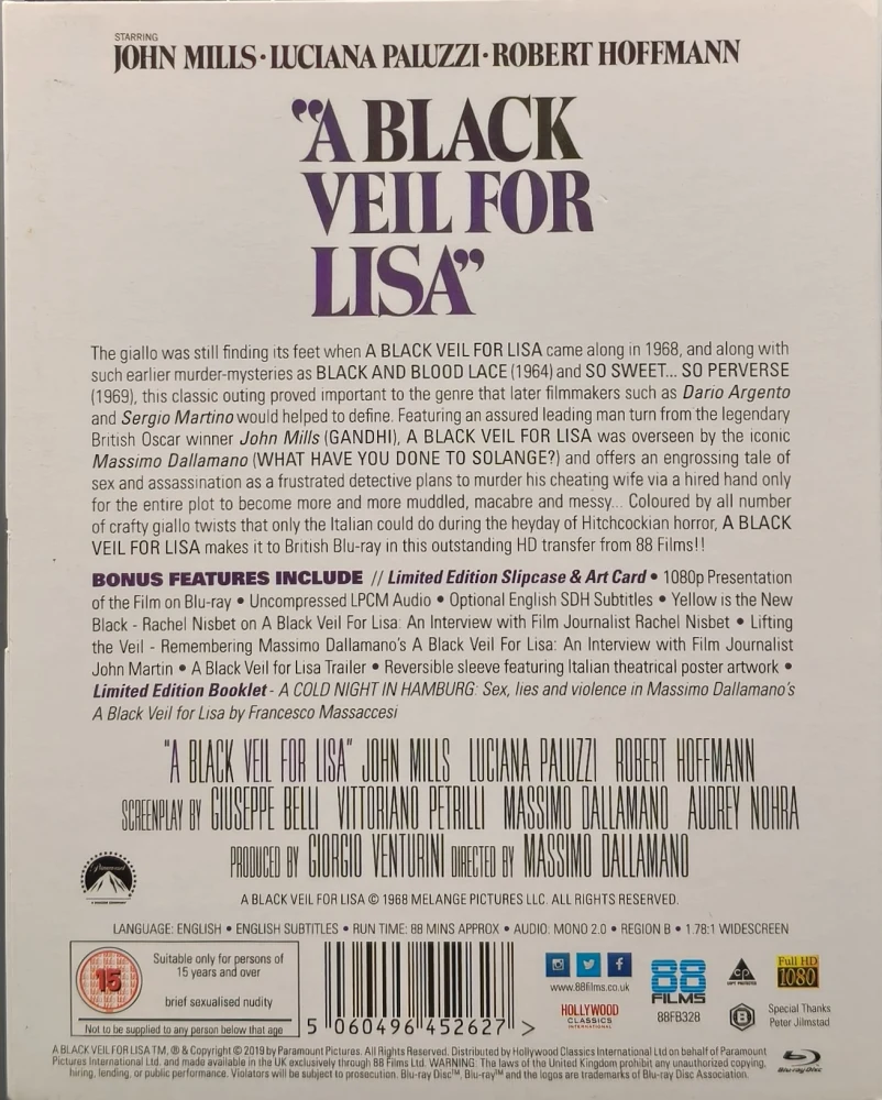 BLU-RAY) A Black Veil for Lisa (1968)