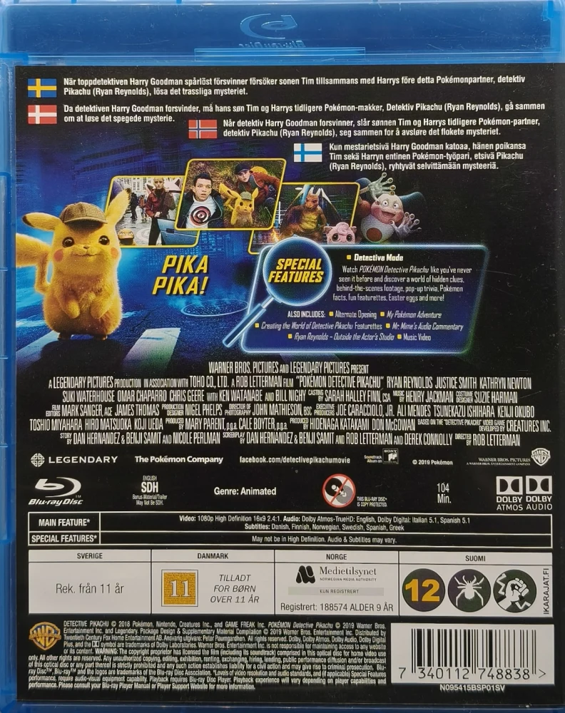 BLU-RAY) Pokemon : Detective Pikachu (2019)