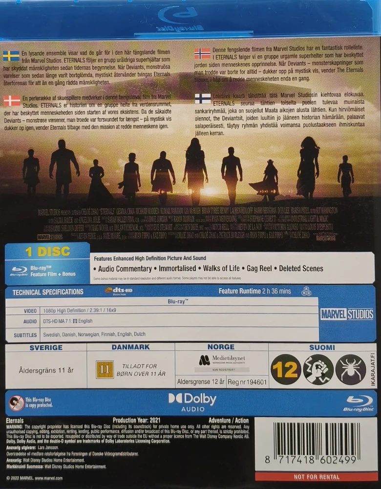 BLU-RAY) Angelina Jolie,Salma Hayek: Eternals (2021) MARVEL STUDIOS