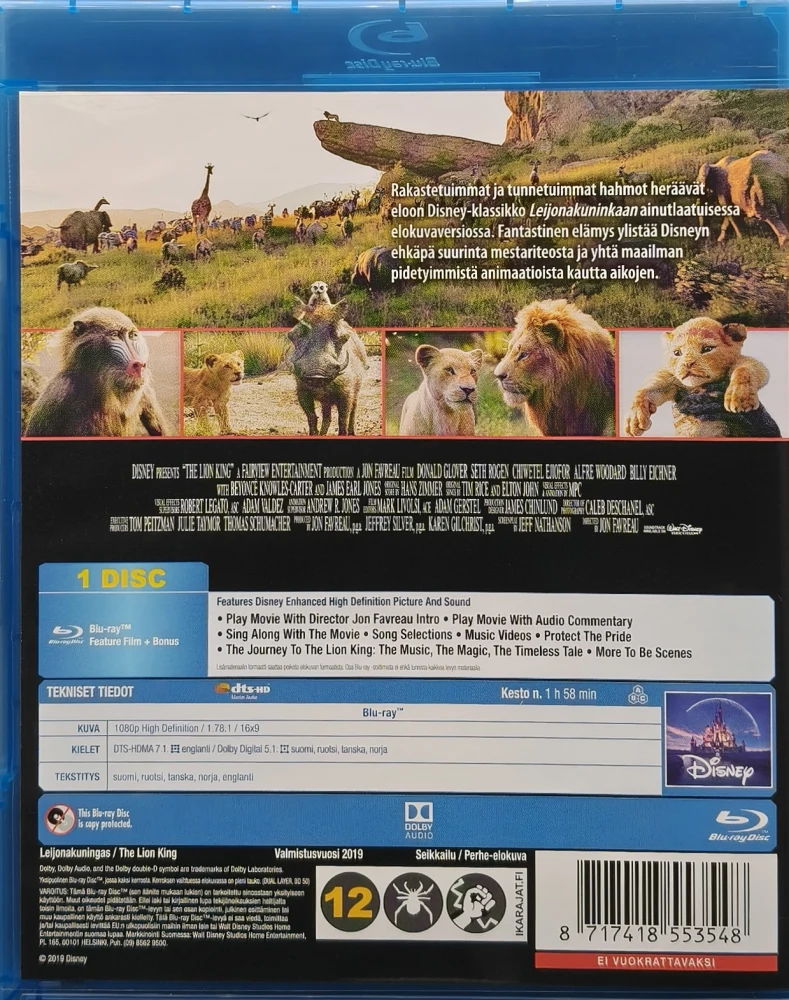 BLU-RAY) Leijonakuningas - The Lion King (2019) SUOMIKANNET