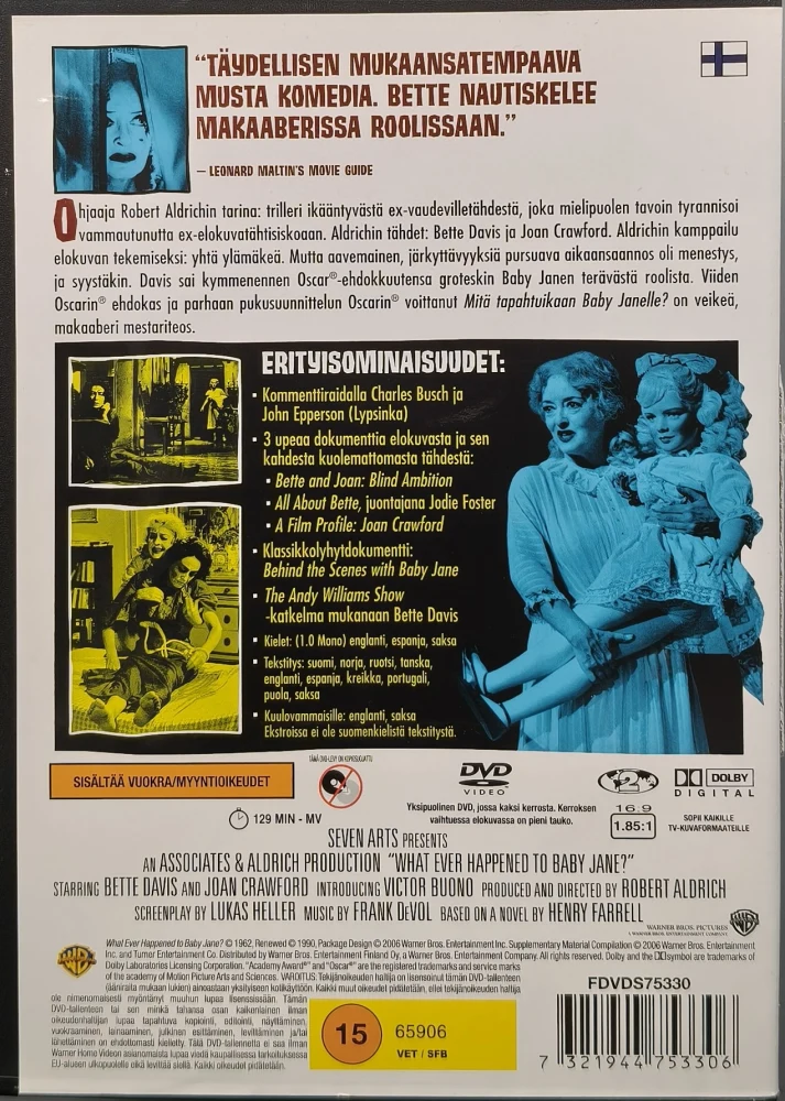 2 DVD) Bette Davis,Joan Crawford: Mitä tapahtuikaan Baby Janelle? (1962)