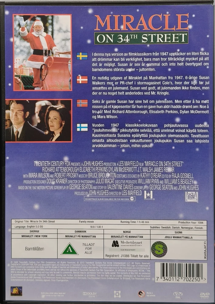 DVD) Miracle on 34th Street - Joulu Manhattanilla - ihme 34. kadulla (1994)
