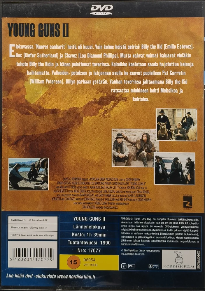 DVD) Young Guns II - Nuoret sankarit 2 (1990) SUOMIKANNET