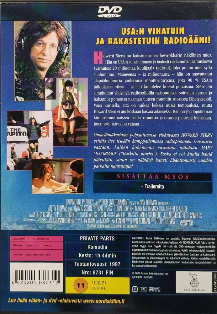 DVD) Howard Sternin Intiimit Osat (1997) SUOMIKANNET