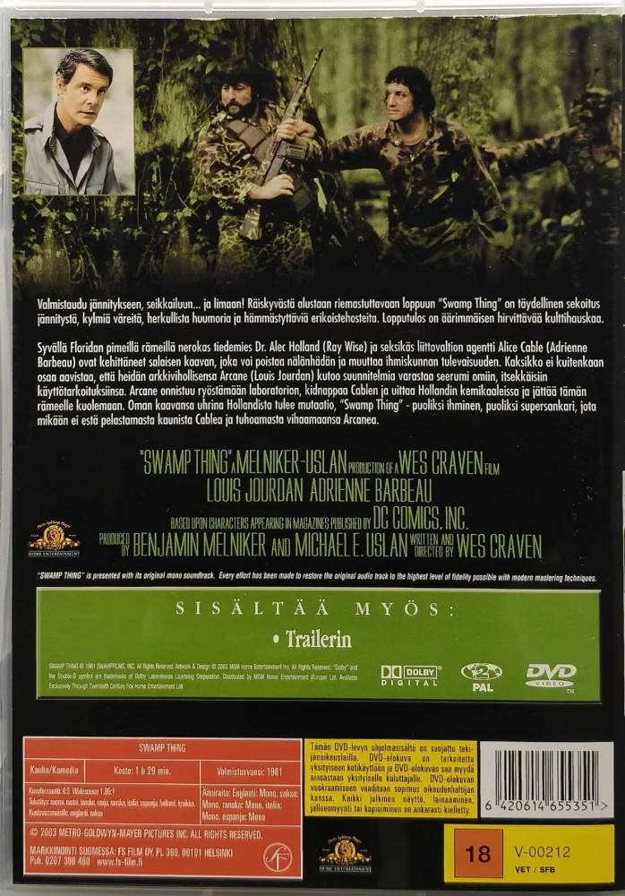 DVD) Wes Craven: Swamp Thing - mies suolta (1981) SUOMIKANNET