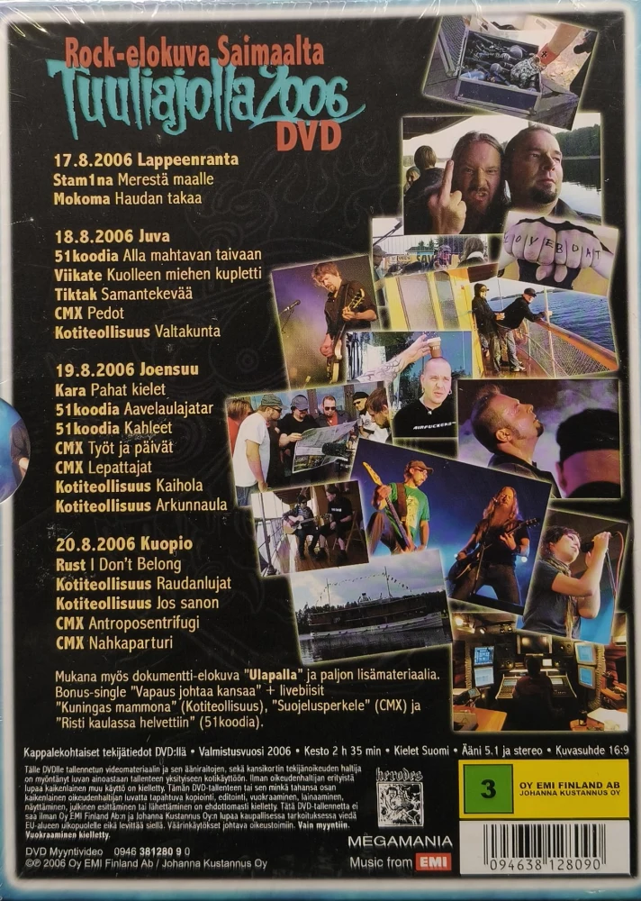 UUSI (DVD) Various – Tuuliajolla 2006 : Rock-elokuva Saimaalta