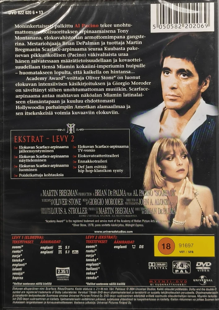UUSI (2 DVD) Al Pacino: Scarface - Arpinaama (1983) SUOMIKANNET