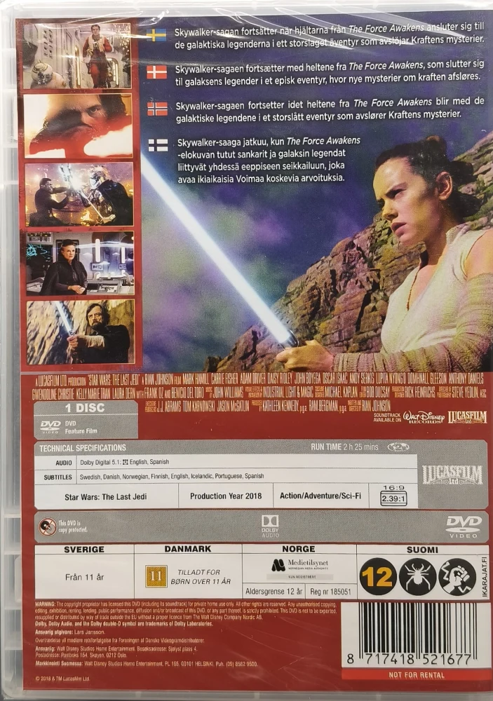 UUSI (DVD) Star Wars : The Last Jedi (2017)