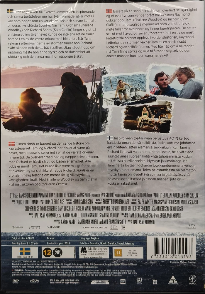 UUSI (DVD) Shailene Woodley: Adrift (2018)