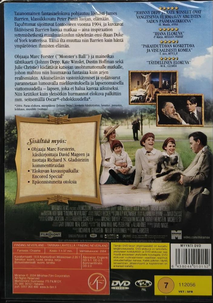 UUSI (DVD)  Johnny Depp, Kate Winslet: Finding Neverland - tarinan lähteillä (2004)