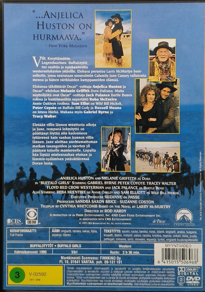DVD) Anjelica Huston, Melanie Griffith: Buffalotytöt - Buffalo Girls (1995) SUOMIKANNET