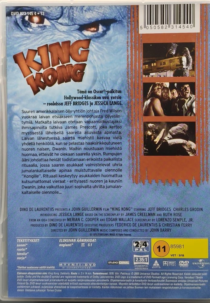 DVD) Jessica Lange, Jeff Bridges: King Kong (1976) SUOMIKANNET