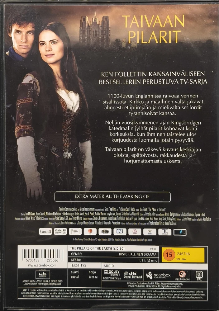 4 DVD) Ian McShane: Taivaan pilarit - The Pillars of the Earth (2009) SUOMIKANNET