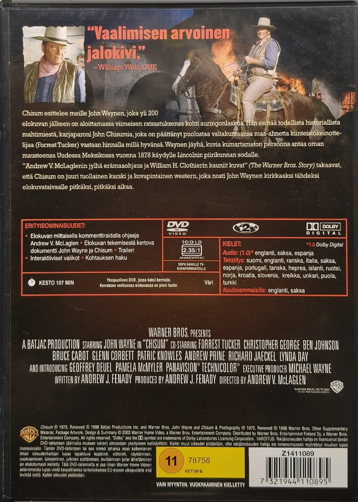 DVD) John Wayne: Chisum (1970) SUOMIKANNET