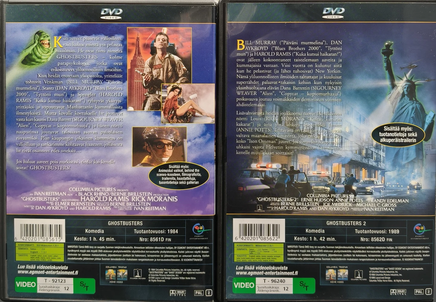 2 DVD) Ghostbusters - haamujengi 1 & 2 (1984/1989) EGMONT - SUOMIKANNET
