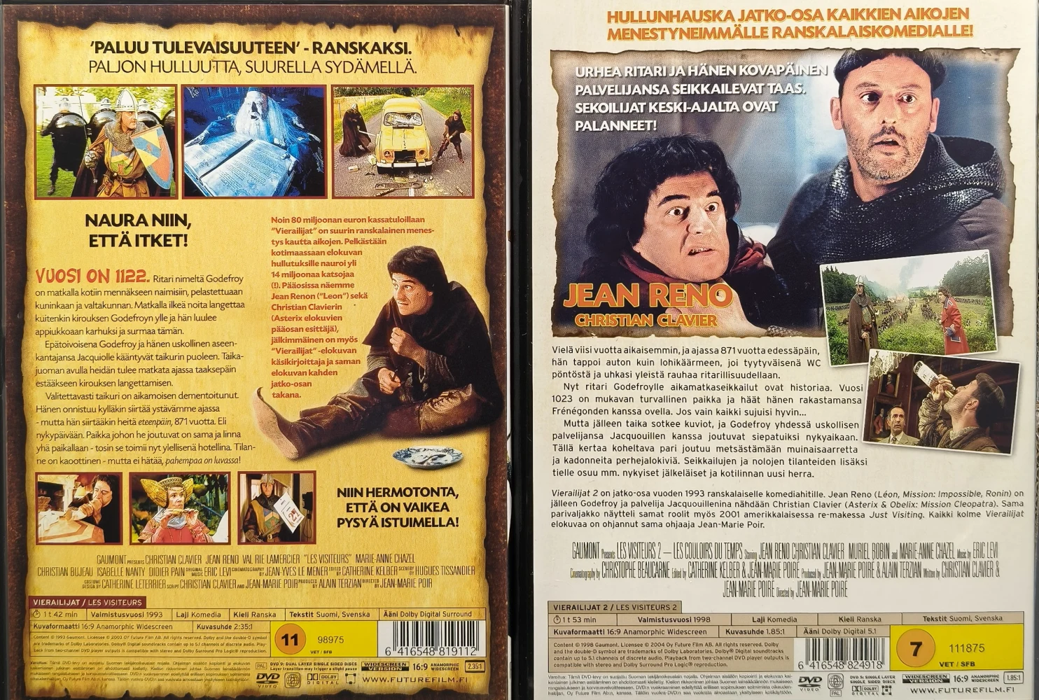 2 DVD) Jean Reno: Vierailijat & Vierailijat II (1993/1998) SUOMIKANNET